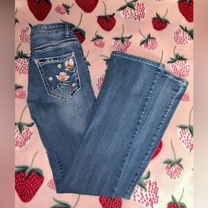 Floral Embroidered Jeans/ Small